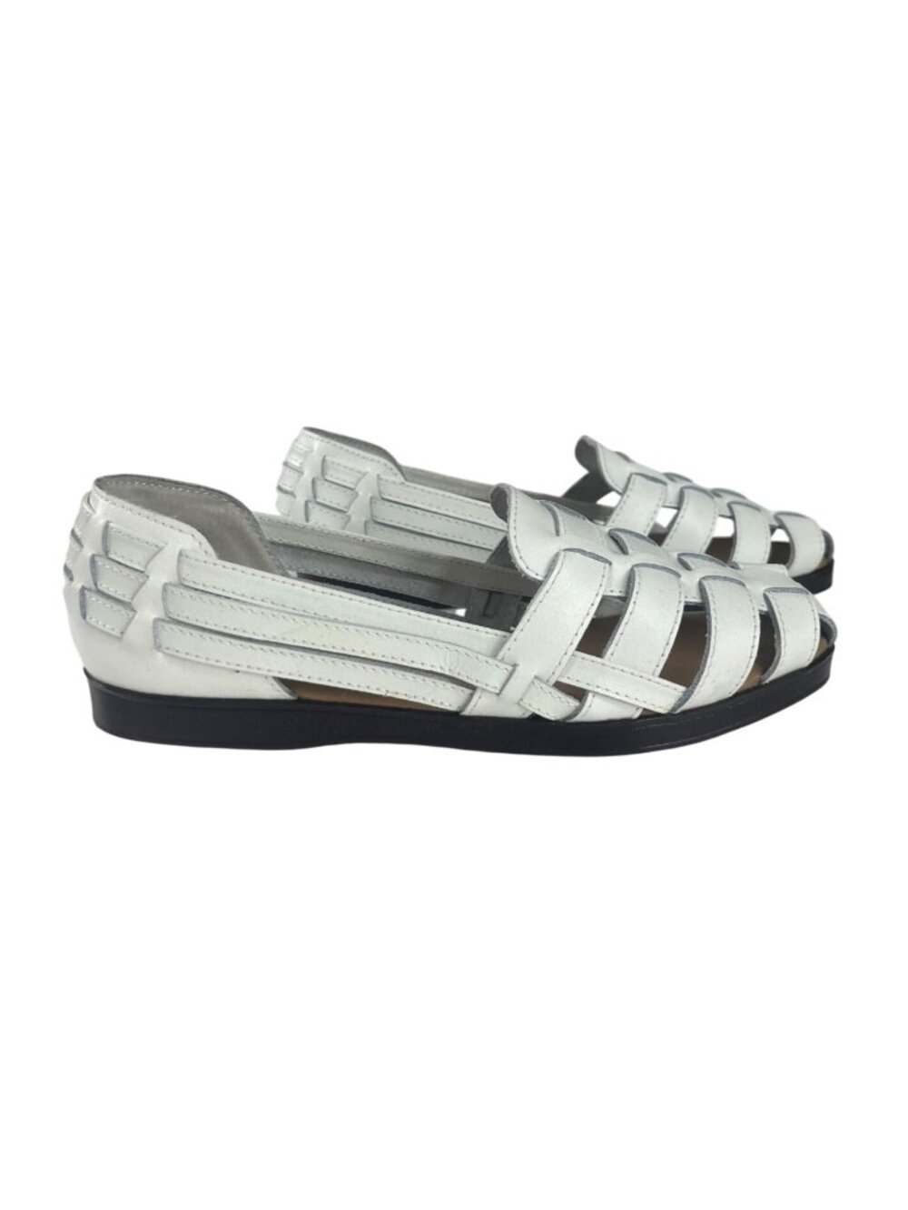 Cabin Creek Leather Cutout Flats Shoes Size 6.5M White Slip On Summer